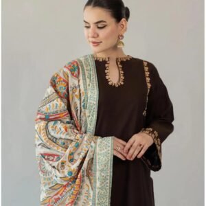 Lawn 3-Piece Suit with Gold Embroidery & Digital Print