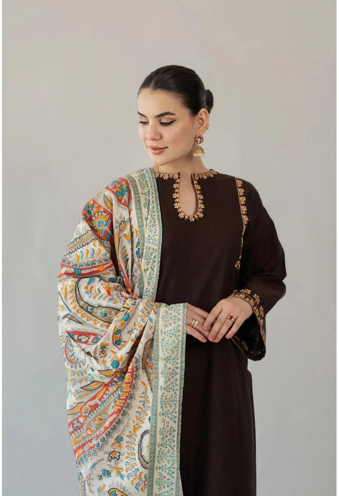 Lawn 3-Piece Suit with Gold Embroidery & Digital Print