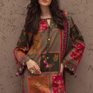 Lawn 3-Piece Printed Suit Brown - Floral Special Wear