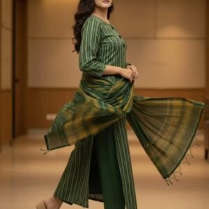Lawn 3pcs Unstitched Printed Suit Green Yellow 2.5 Gazz Cotton